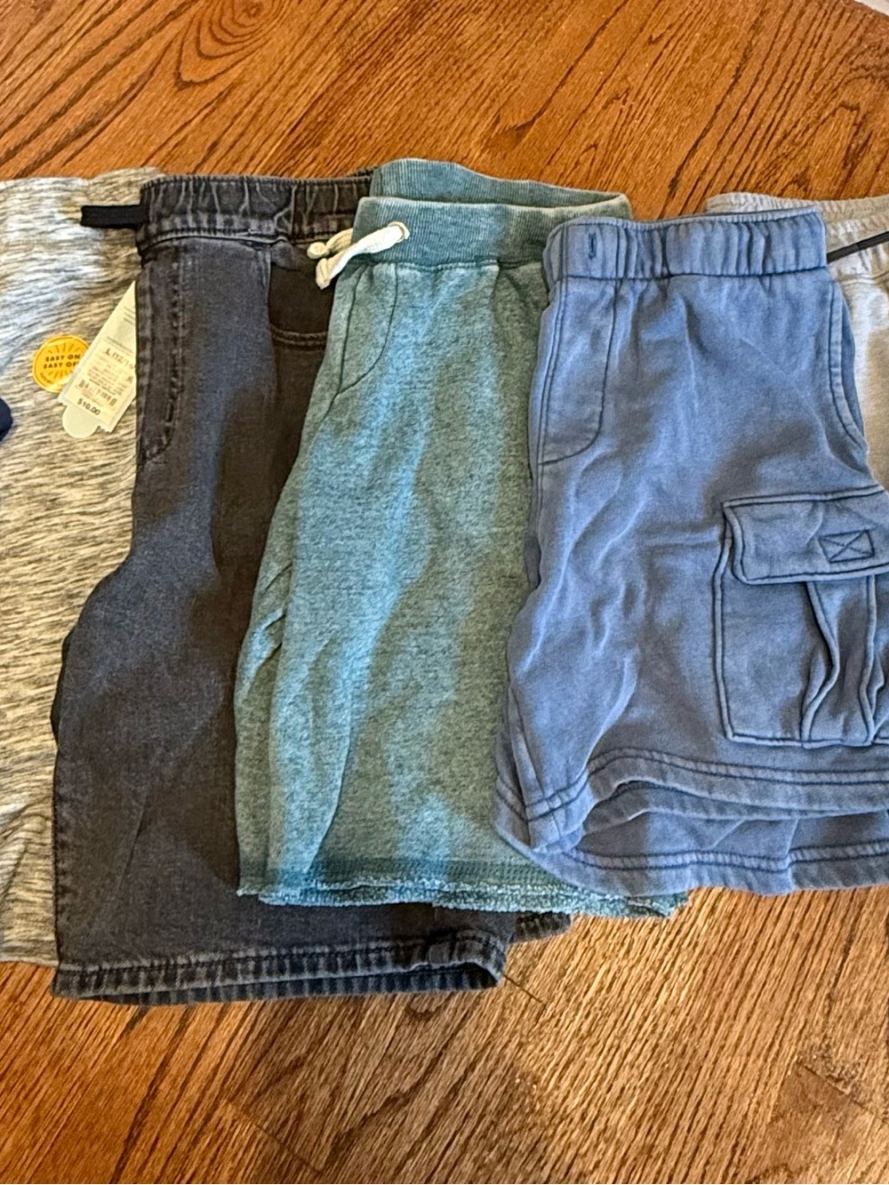 Kids Casual Pull-On Shorts Set - Blue, Teal, Gray